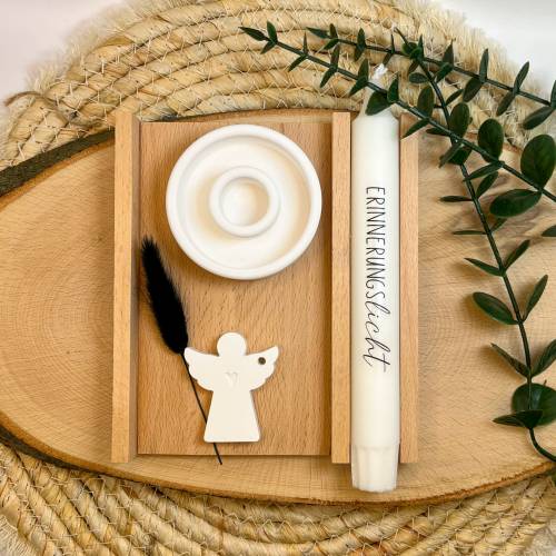 Trauerbox |Trostbox | Trauergeschenk | Trauerkerze | Trostlicht, Abschiedslicht, Kerze, Kerzenhalter, Engel  Anteilnahme