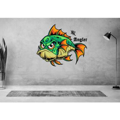 Fisch Aufkleber/Wandtattoo -Cartoon-Angeln-Fishing-Sticker-Embleme-Autoaufkleber UV-Beständig von Werra-Print