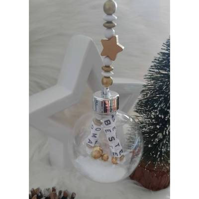 Große Weihnachtskugel mit Name personalisiert - 8cm oder 10cm - freie Farb und Motivwahl - Christbaumkugel Kunststoff