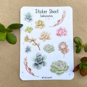 Sukkulenten Boho | Aufkleber Bulletjournal | Journal Sticker | Flowers | Kakteen