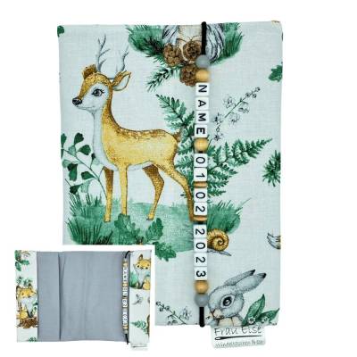 Personalisierte U-Heft Hülle Waldtiere mit Name & Impfpassfach – Geschenk zur Geburt Mädchen & Junge