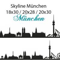 4 tlg. Stickdatei Skyline München 2 Größen verschiedene Dateiformate Stickmuster Stickmotiv mit und ohne Schriftzug