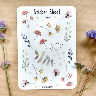 Blumen Blüten Boho | Aufkleber Bulletjournal | Journal Sticker | Flowers | Trockenblumen