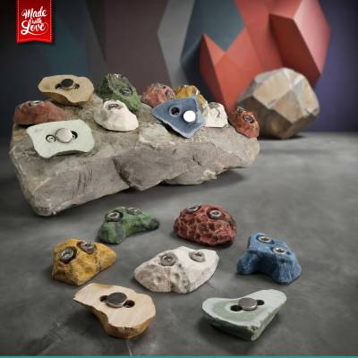 Klettergriff Magnete 5er Set, Bouldersteine als Kühlschrankmagnete aus echten Klettergriffen, bunt oder einfarbig