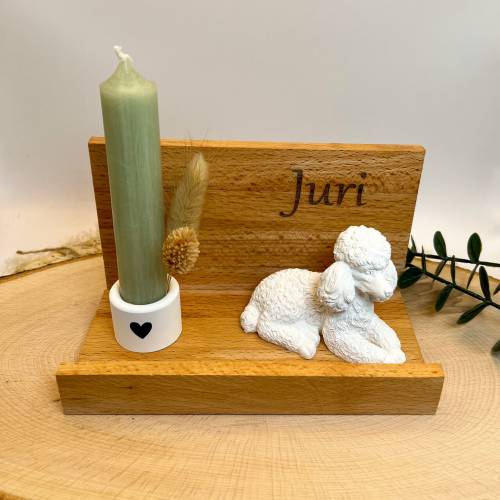 Geschenkset Hund  / Hund / Pudel mit Holzaufsteller