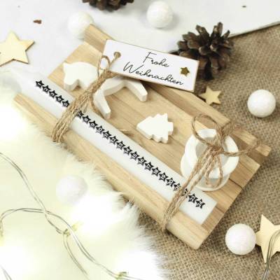 Advent Geschenkset in Holzbox ~ Kerze | Kerzenhalter | Dalapferd | Tannenbaum