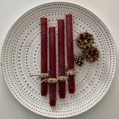 VERSANDFERTIG  Adventskerzen dunkelrot – 4 rustikale Stabkerzen für die Adventszeit