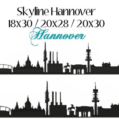 4 tlg. Stickdatei Skyline Hannover 2 Größen verschiedene Dateiformate Stickmuster Stickmotiv mit und ohne Schriftzug