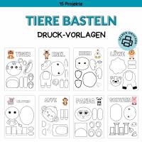 Bastelvorlage Tiere für Kinder - Druckvorlage - Bastelideen zum Selberdrucken - Bastelbuch - Digitaler Download