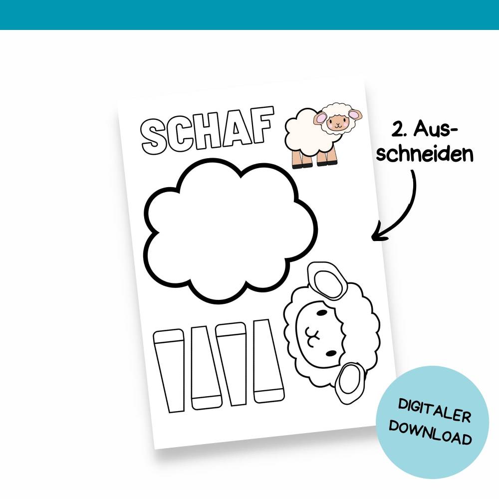 Bastelvorlage Tiere für Kinder - Druckvorlage - Bastelideen zum Selberdrucken - Bastelbuch - Digitaler Download Bild 5