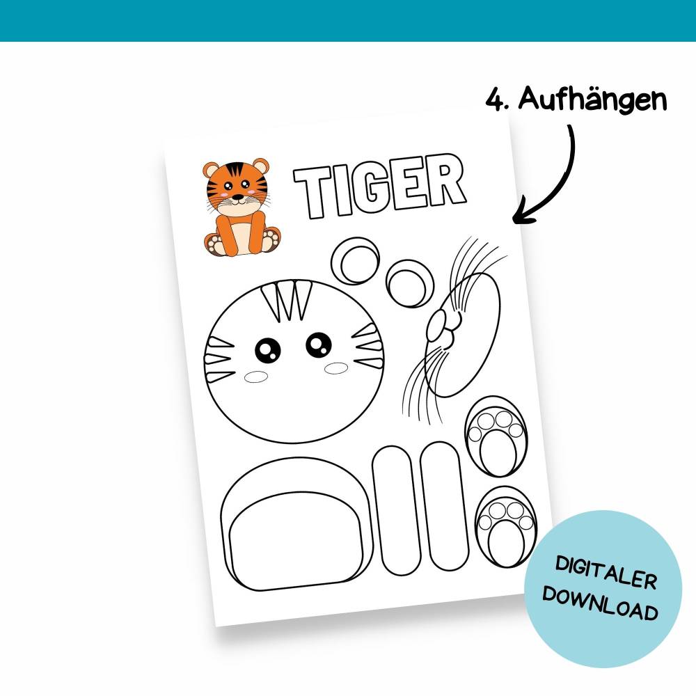 Bastelvorlage Tiere für Kinder - Druckvorlage - Bastelideen zum Selberdrucken - Bastelbuch - Digitaler Download Bild 7