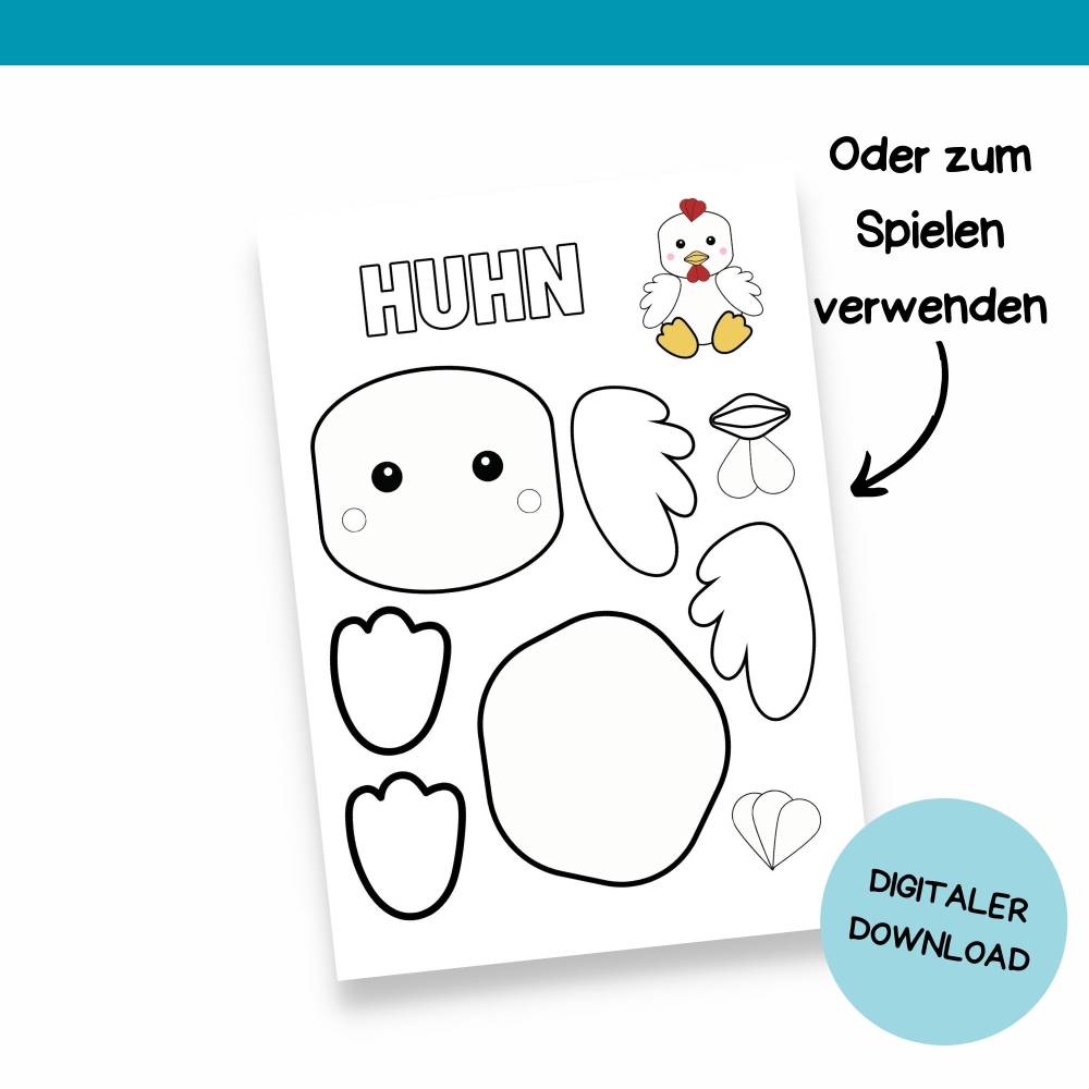 Bastelvorlage Tiere für Kinder - Druckvorlage - Bastelideen zum Selberdrucken - Bastelbuch - Digitaler Download Bild 8