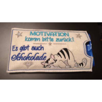 Schokoladenhülle aus Filz bestickt, rechteckig