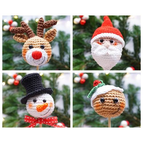 Häkelanleitung Blumenstecker 4er Set Weihnachten - PDF Datei Bild 1