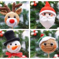 Häkelanleitung Blumenstecker 4er Set Weihnachten - PDF Datei