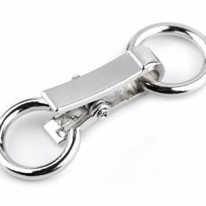 3x Metallschließe 21x60mm Jackenverschluss silber Spange + Ring