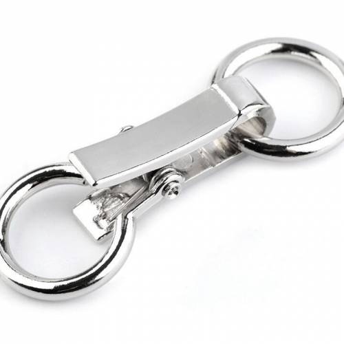 3x Metallschließe 21x60mm Jackenverschluss silber Spange + Ring