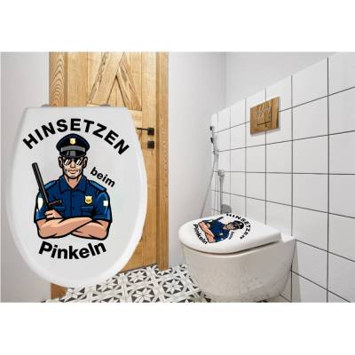 WC-Toiletten Aufkleber Police-Sticker-Tür-Fun-Bad-Toilette-Cartoon Aufkleber- Wunschtext-Personalisierbar