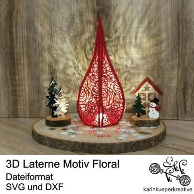 Plotterdatei 3D Laterne Motiv Floral