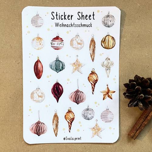 Weihnachten | Kugeln | Weihnachtsschmuck | Aufkleber | Bullet Journal Sticker| Weihnachtkugel | Scrapbook Planer Sticker