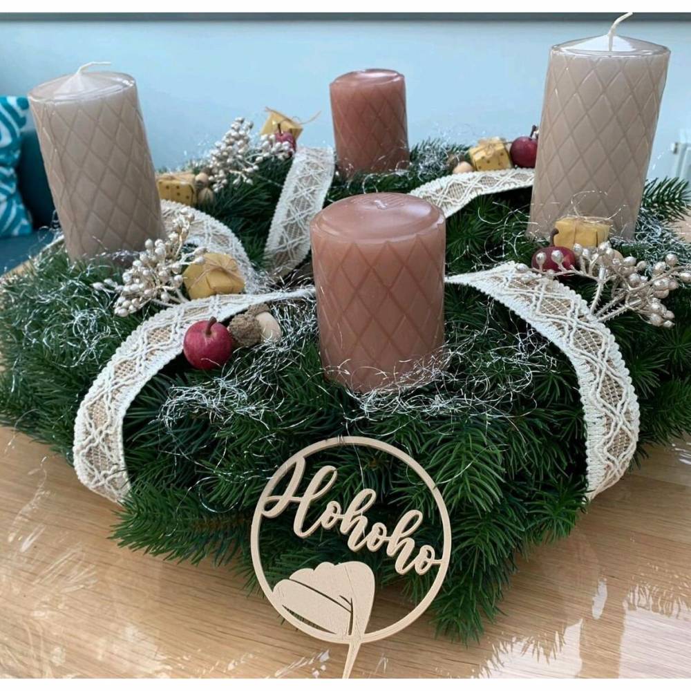 Weihnachtsdeko Ringe, Kling Glöckchen klingeling, Hohoho, Weihnachten, Weihnachtsmann, lustig lustig tralala, Geschenkan