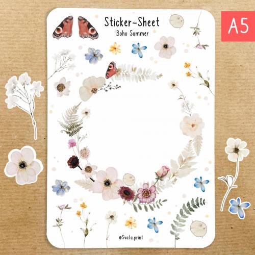 Sticker Boho Sommer | | Hochzeit | Wiesenblumen | Journal | Bulletjournal | Aufkleber