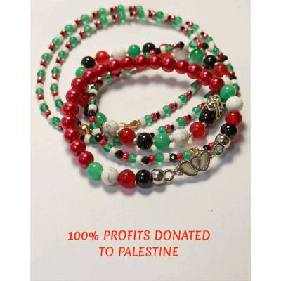 FREE PALESTINE – Handgemachter Perlen Schmuck & Herz-Anhänger (100% Gewinn gespendet)