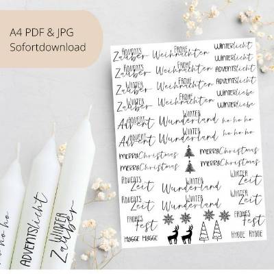 PDF Vorlage für Kerzen I Weihnachten | Advent  I Kerzentattoo Stabkerzen Wasserschiebefolie | Druckvorlage Kerzensticker