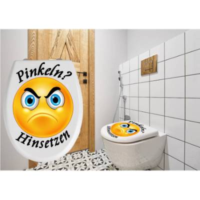 WC-Toiletten Aufkleber Emotion Pinkeln ?-Sticker-Tür-Fun-Bad-Toilette-Cartoon Aufkleber- Wunschtext-Personalisierbar