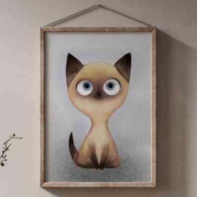 Siam Katzen Poster | Bilder für Diele, Esszimmer, Wohnzimmer & Kinderzimmer [A3]  | Fluffy Hugs