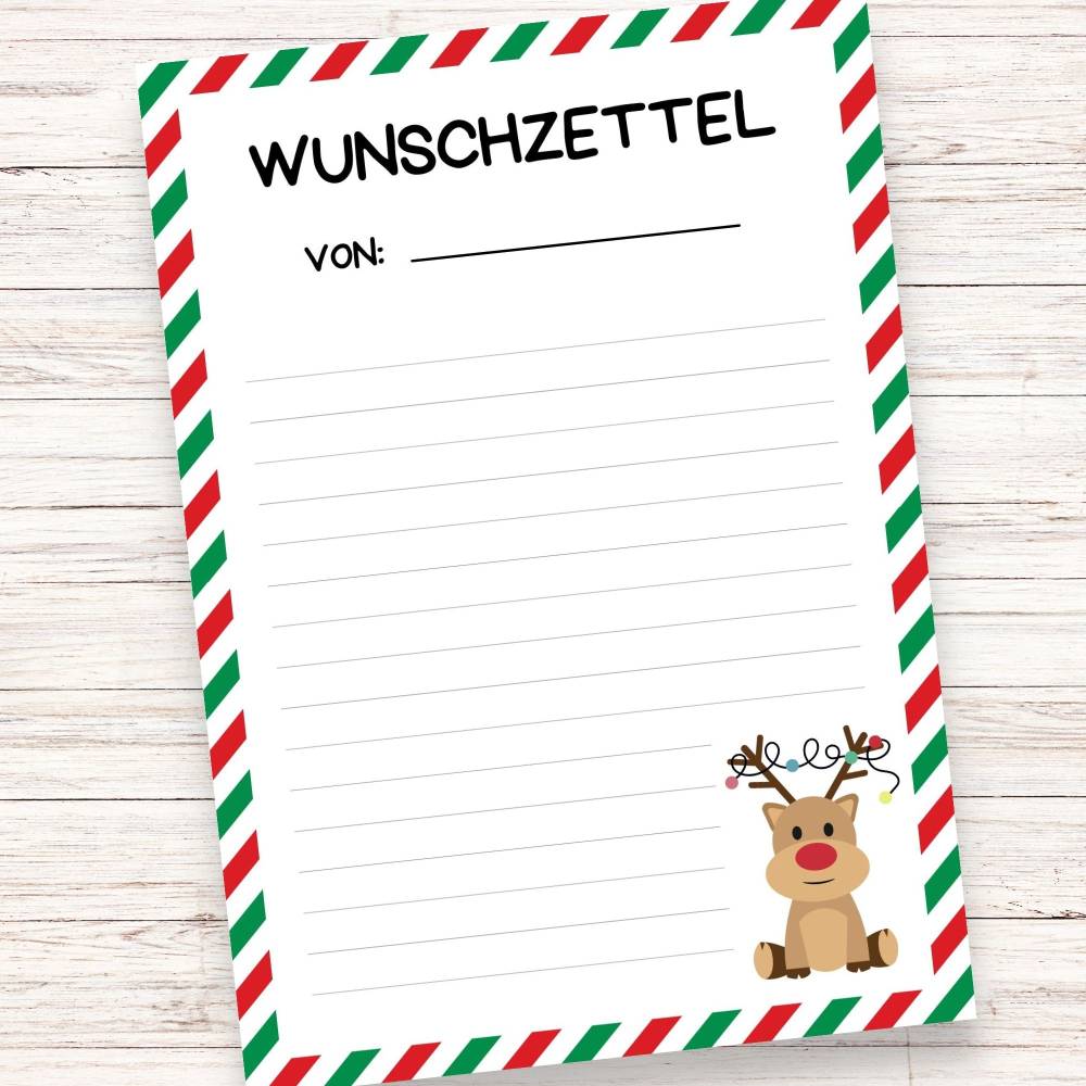 Wunschzettel für Weihnachten Druckvorlage - Wunschliste zum Selberdrucken - Weihnachtsmann - Digitaler Download Bild 9