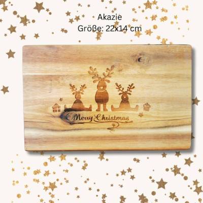 Schneidbretter / Frühstücksbrettchen mit Weihnachtsmotive, Lasergravur aus Holz, Personalisierung möglich