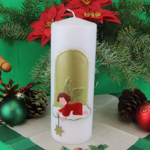 Weihnachtskerze personalisierbar – weiße Kerze mit Engel, perfekt als Weihnachtsgeschenk oder Adventsdeko