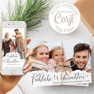 Foto - Weihnachtskarte mit eigenen Fotos & Texten | Druckbar und digitale Karte |1036