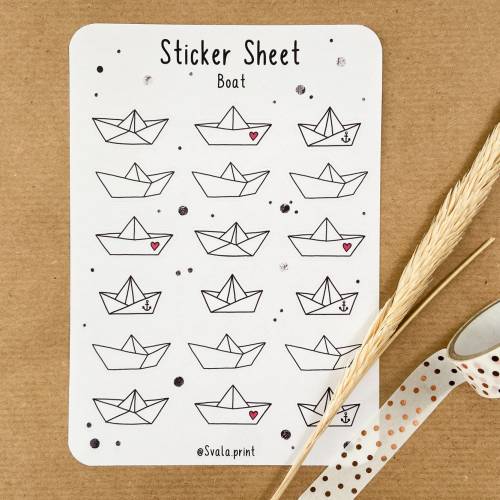 Sticker Boot | Papierboot | Origamiboot | Aufkleber Bulletjournal | Journal Sticker | Paperboat