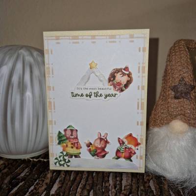 Weihnachtskarten Tiere / Weihnachtsgrüße Hase Bär Fuchs / Winterliche Grußkarten / Persönliche Weihnachtspost