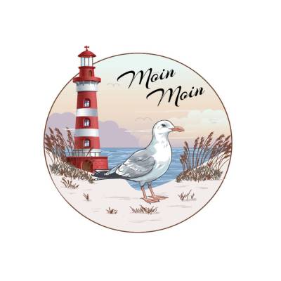 WP-001-545-012023 Möwe mit Leuchtturm Aufkleber Auto/Wandtattoo Wetterfest-UV Beständig-Maritim Personalisierbar