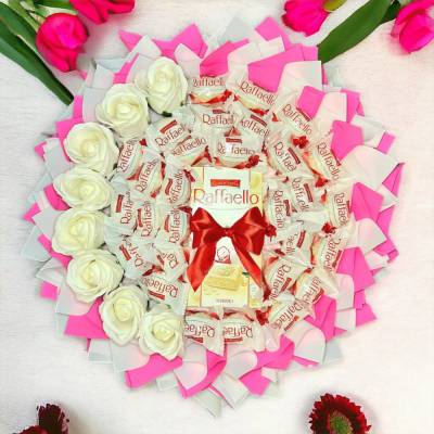 Essbarer Blumenstrauß - Raffaello, Seifen Rosen, Raffaello Tafel