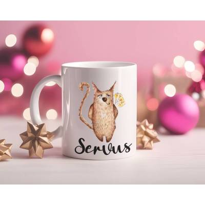 Liebenswerte Katzenbecher mit Blumenmuster