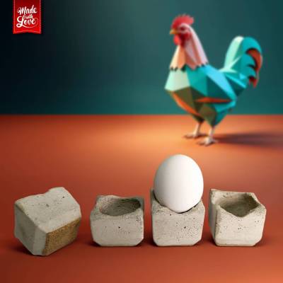Beton Eierbecher 4er Set, handgefertigte Design Eierbecher mit Korkboden für Frühstückstisch und Brunch