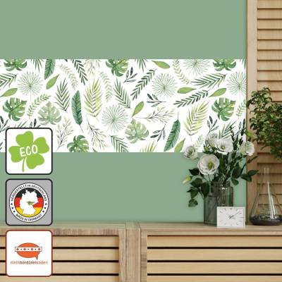 ECO Vliesbordüre: Pflanzen Blätter grün - 20 cm Höhe