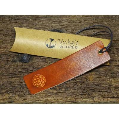 Leder Lesezeichen aus Rindleder - OX Lion Celtic Round Knot by Vickys World