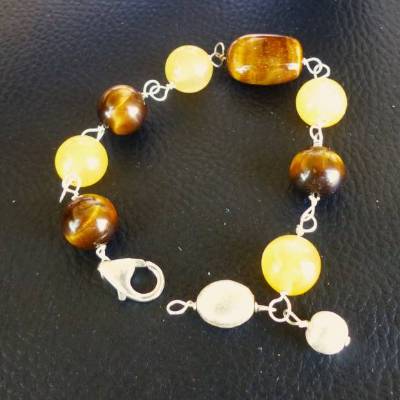 Handgemachtes Gliederarmband mit Tigeraugen & gelbem Calcit – Unikat vom Goldschmied