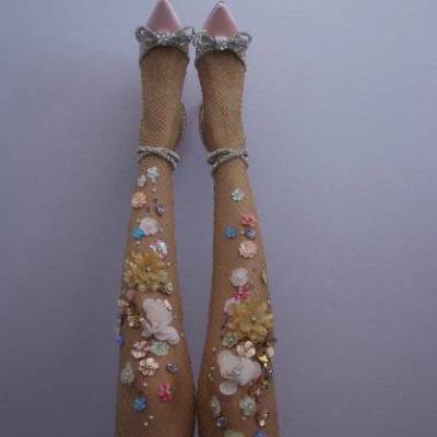 Braut Blumen Netzstrumpfhose  - Eve - 