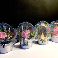 8 tlg. ITH LED Teelichtcover Teelicht Cover Rosen Blumen Blüten Sommer Rahmen 10x10 + 13x18