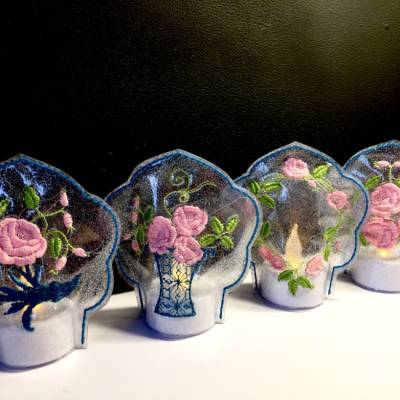 8 tlg. ITH LED Teelichtcover Teelicht Cover Rosen Blumen Blüten Sommer Rahmen 10x10 + 13x18