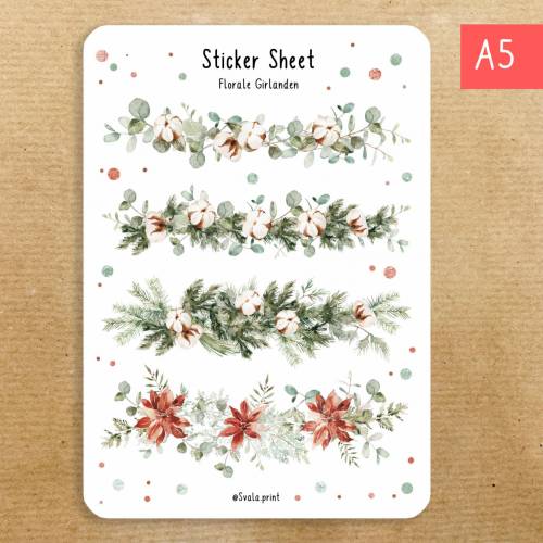 Sticker Weihnachtsgirlanden | Weihnachten | Mistel | Journal | Bulletjournal | Aufkleber | Girlanden