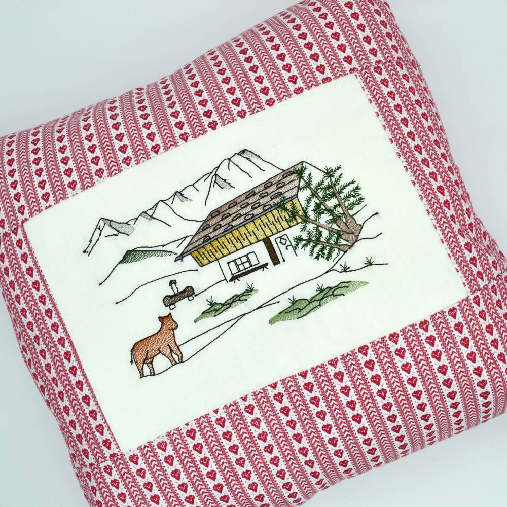 Stickdatei Berge Alm Almwiese bunt zwei Größen Bild 2