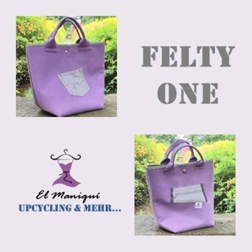 Upcycling-Filztasche mit Jeans "Felty" Innentaschen / Sicherheitsschloss
