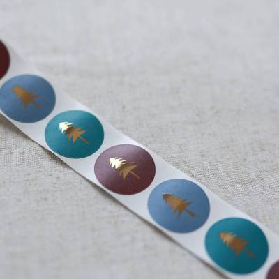 Aufkleber Tannenbaum mit Goldeffekt | runde Sticker | 35mm | Geschenkaufkleber | Verpacken von Bestellung | Weihnachten